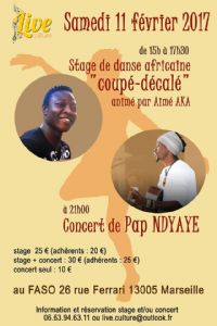 Stage de danse africaine « coupé-décalé » et concert. Le samedi 11 février 2017 à Marseille. Bouches-du-Rhone.  15H00